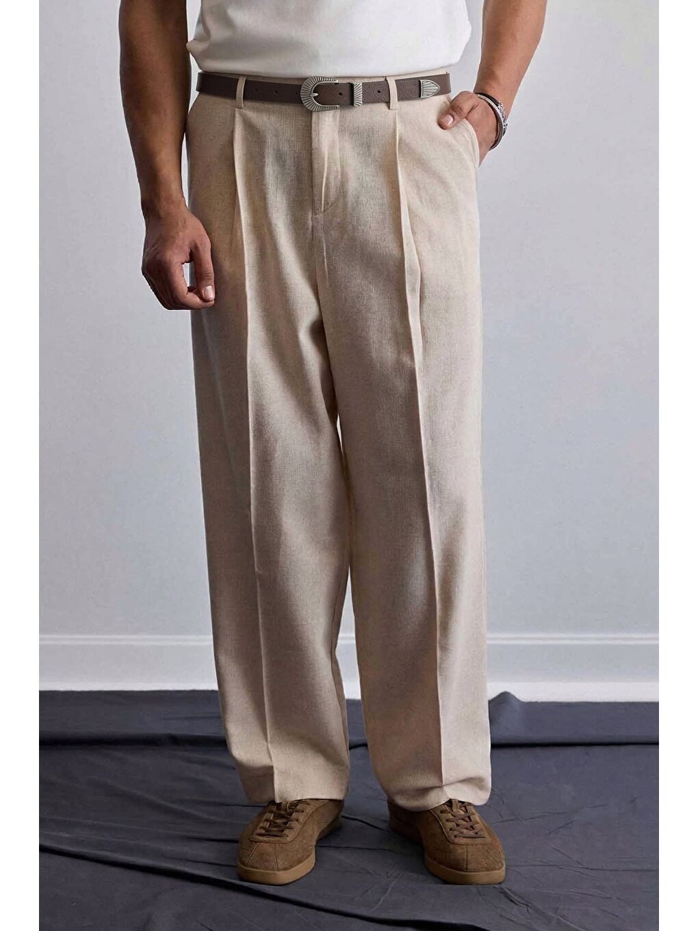 Erkek Western Toka Detaylı Deri Kemer Kahverengi-2