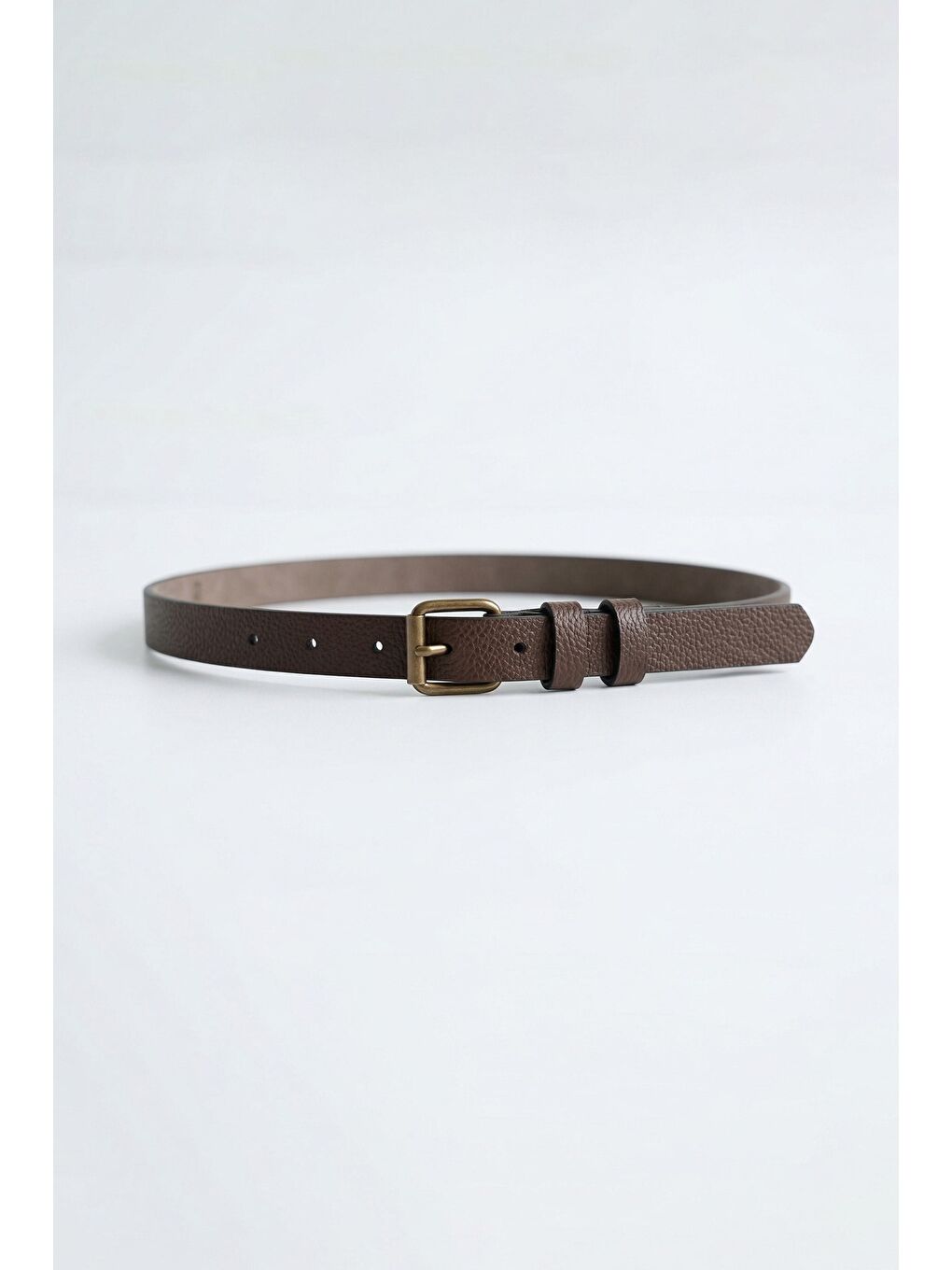 Erkek İnce Kare Tokalı Kemer Kahverengi