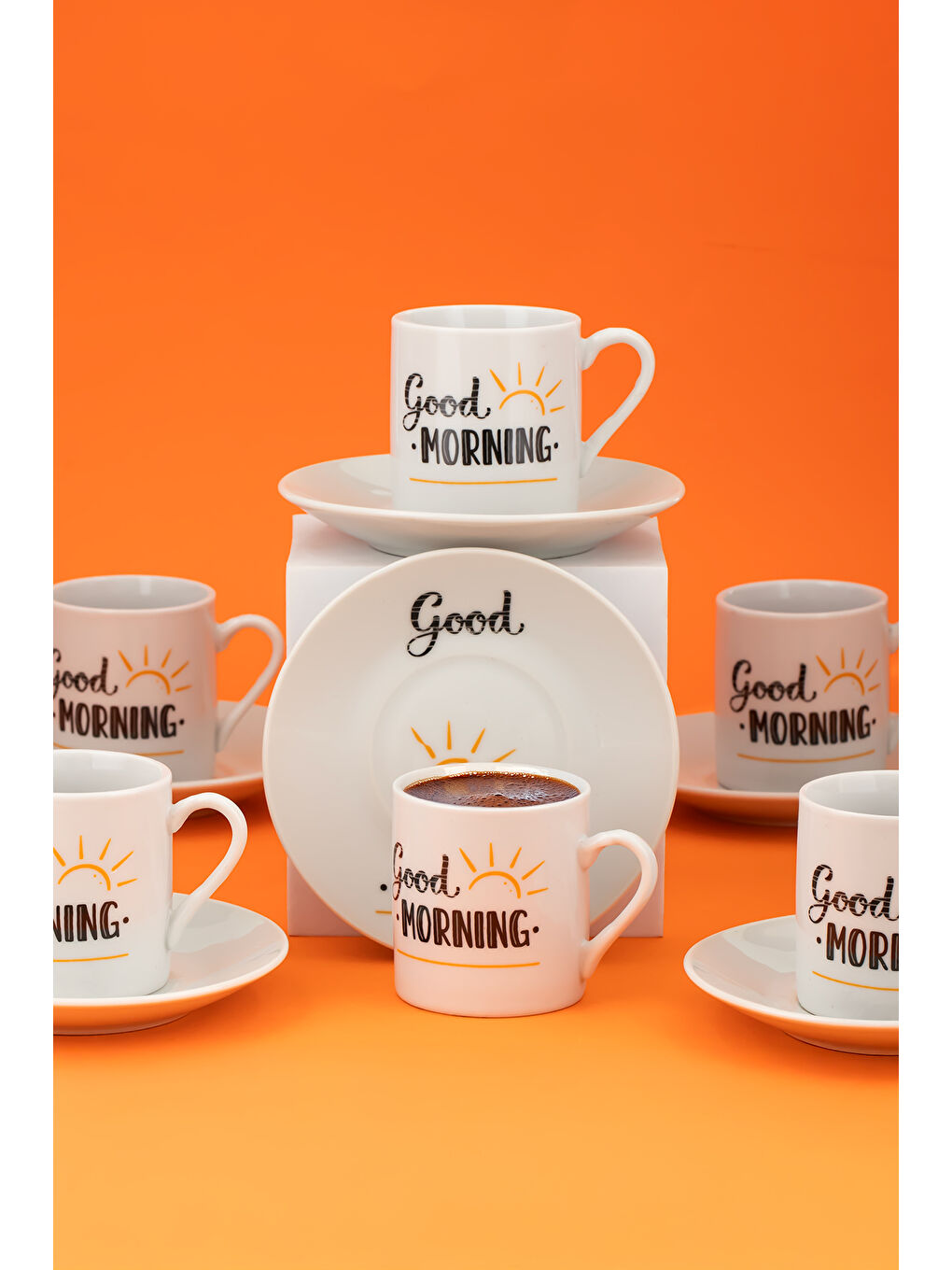 Beyaz 06 Porselen 12 Parça 6 Kişilik Türk Kahvesi Fincan Takımı 90ml-1