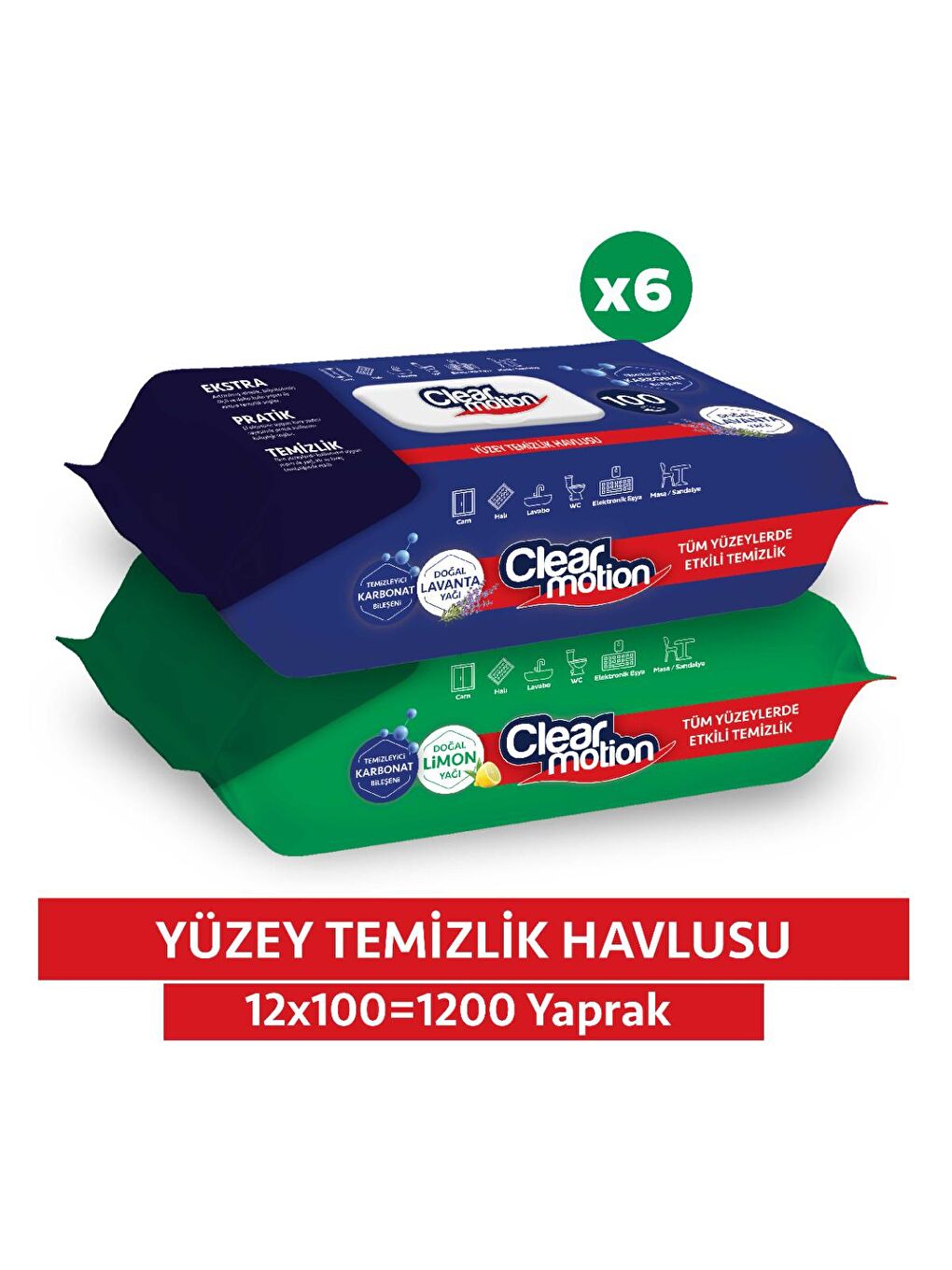 Clearmotion Renksiz Yüzey Temizlik Havlusu (12x100) 1200 Yaprak