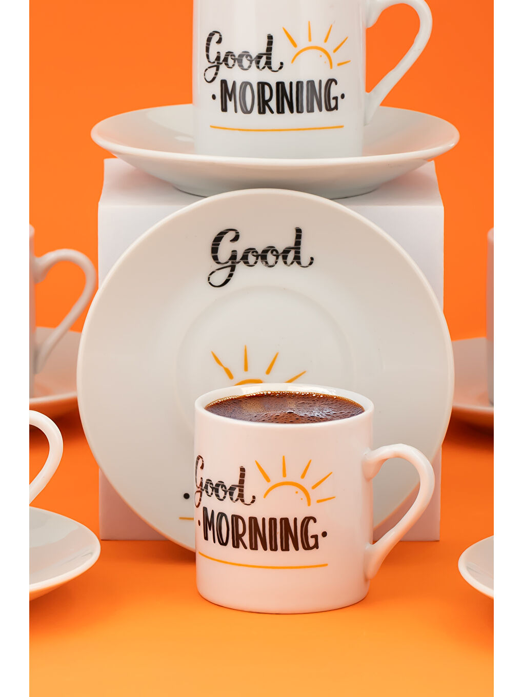 Beyaz 06 Porselen 12 Parça 6 Kişilik Türk Kahvesi Fincan Takımı 90ml-2