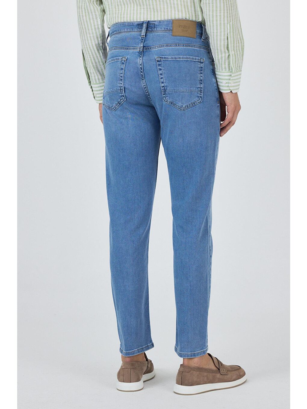 Koyu Mavi Gabardin 5 Cep Düz Paça Casual Slim Fit Pamuklu Denim Pantolon 1023250156-4