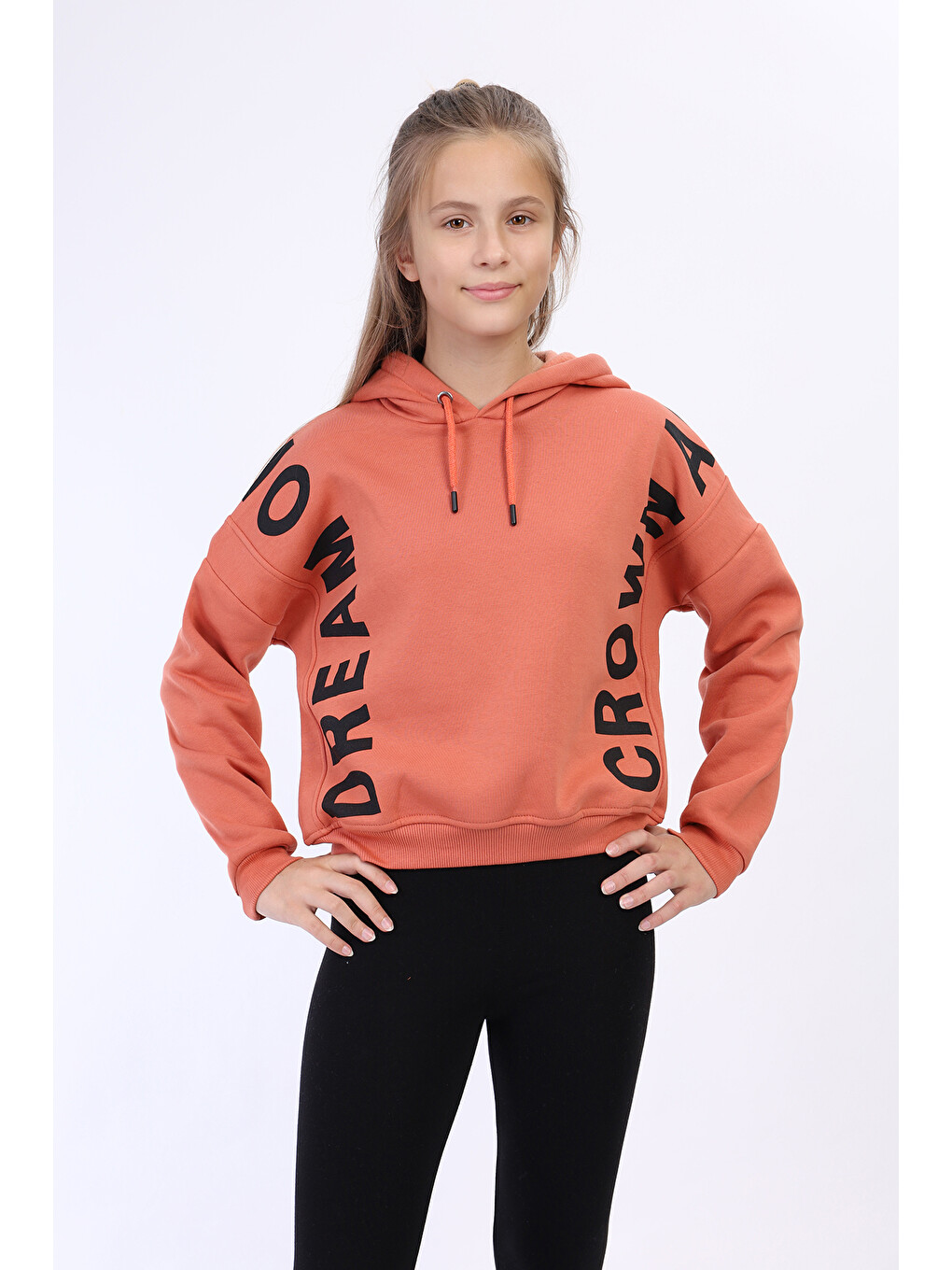 Kahverengi Kız Çocuk Dream Baskılı Sweatshirt