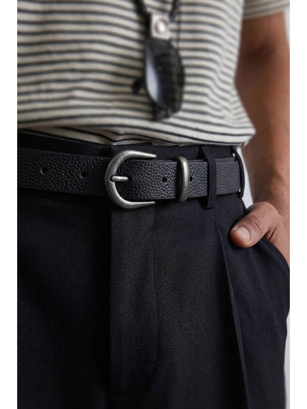 Erkek Metal Tokalı İnce Kemer Siyah-1