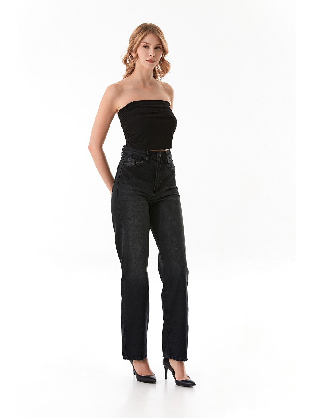 Antrasit Yüksek Bel Palazzo Jean-2