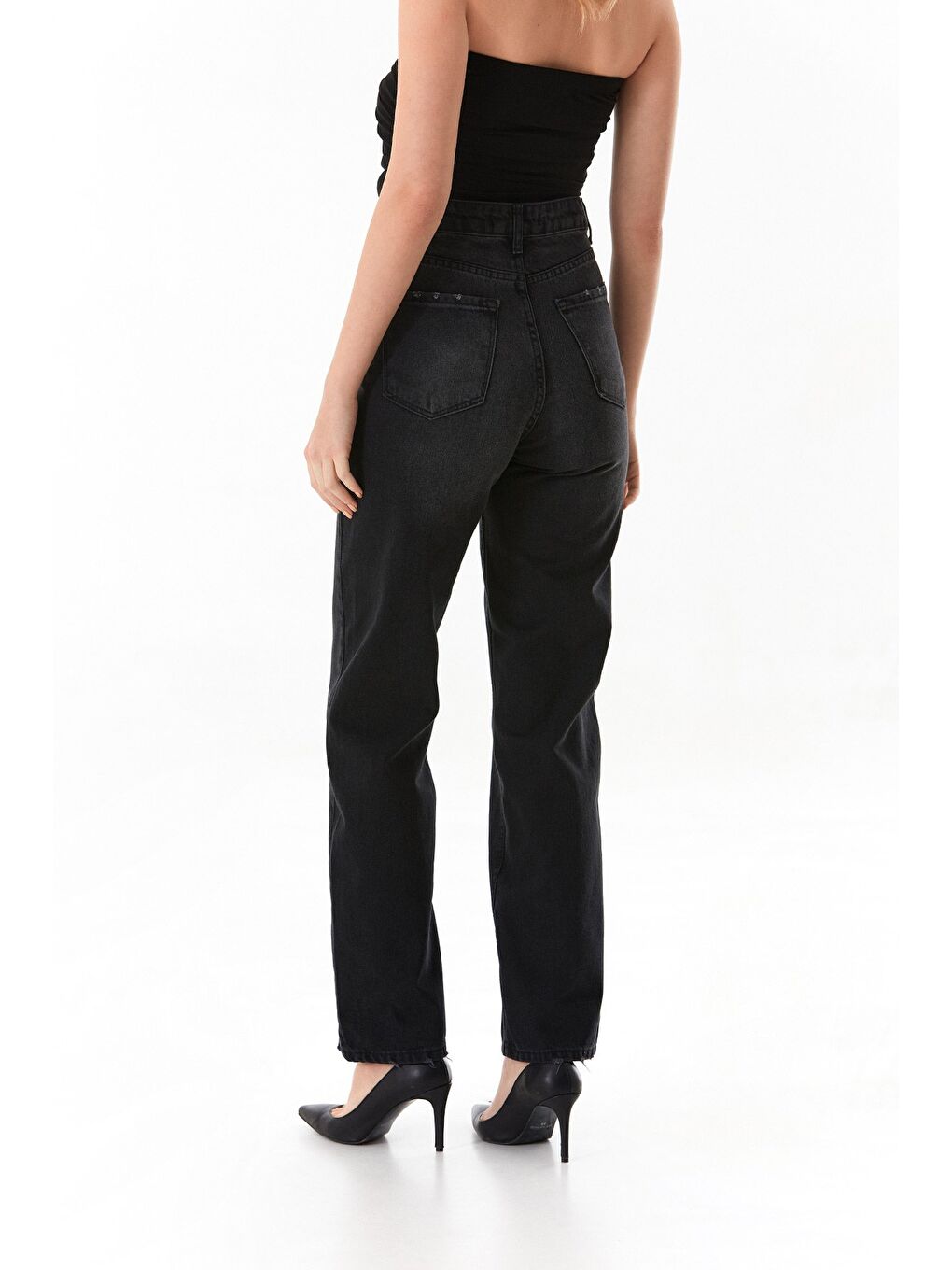 Antrasit Yüksek Bel Palazzo Jean-3