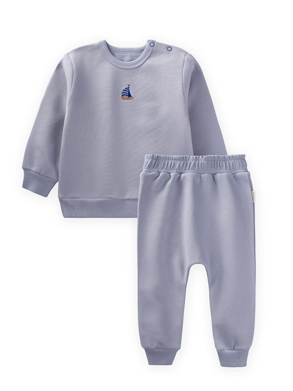 Yelken Nakışlı Sweatshirt Takım 0-2 Yaş Mavi