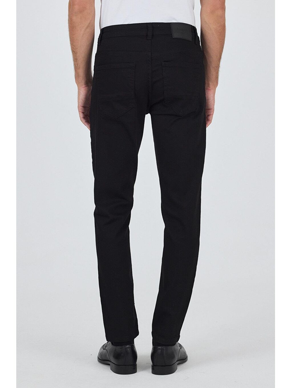 Siyah Gabardin 5 Cep Düz Paça Casual Slim Fit Pamuklu Denim Pantolon-4