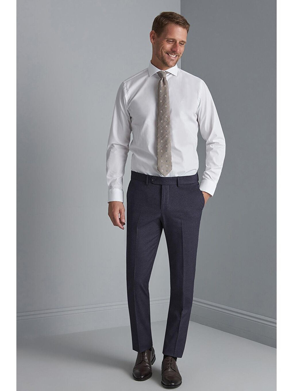 Lacivert Rahat Kalıp Normal Bel Düz Pantolon