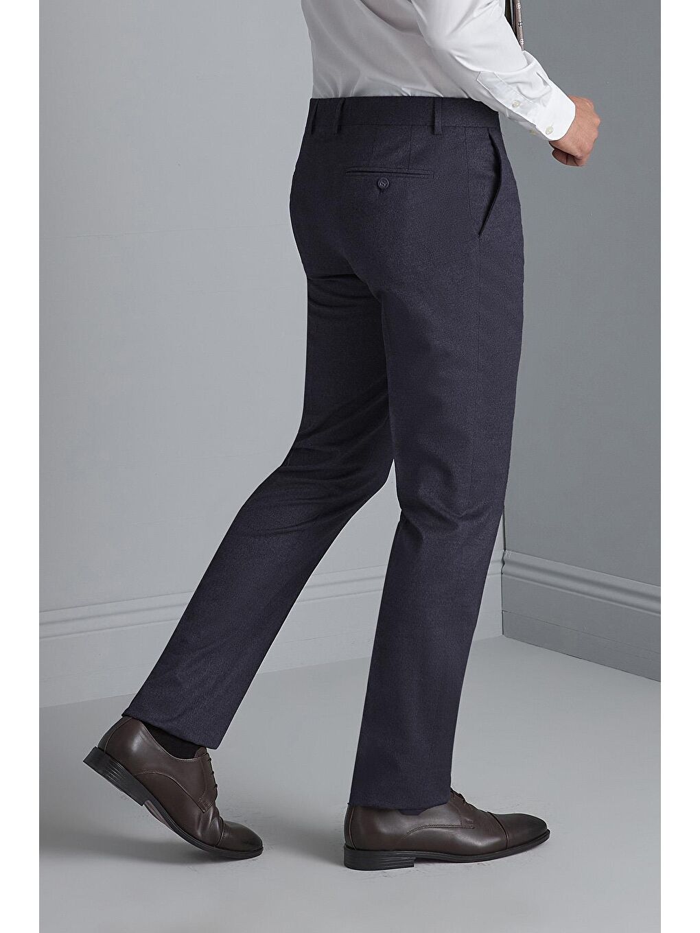 Lacivert Rahat Kalıp Normal Bel Düz Pantolon-2