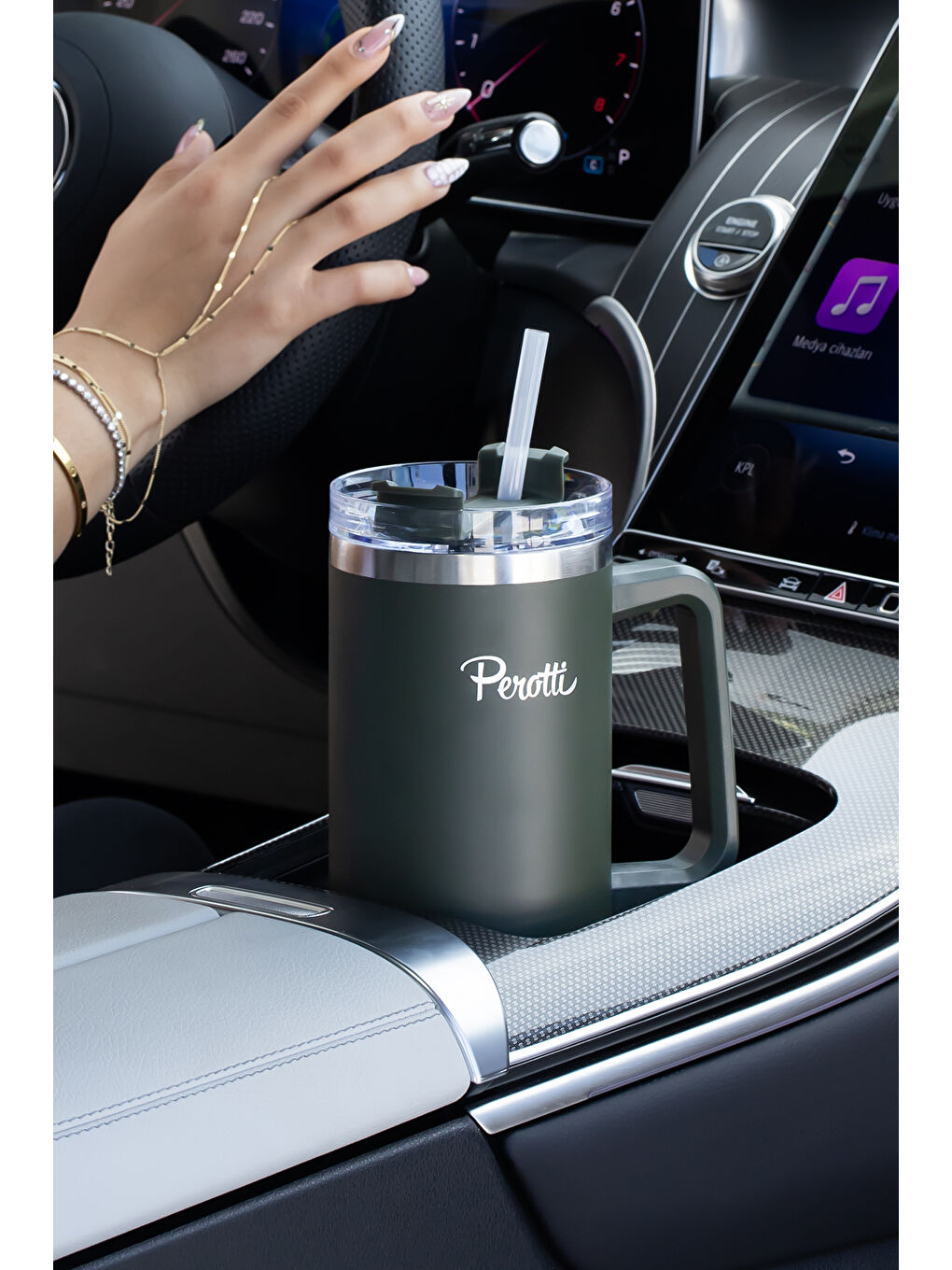 17236-3 Colte V2 Paslanmaz Çelik Sporcu Termos Bardak Matara Yeşil 1,2 Lt-1