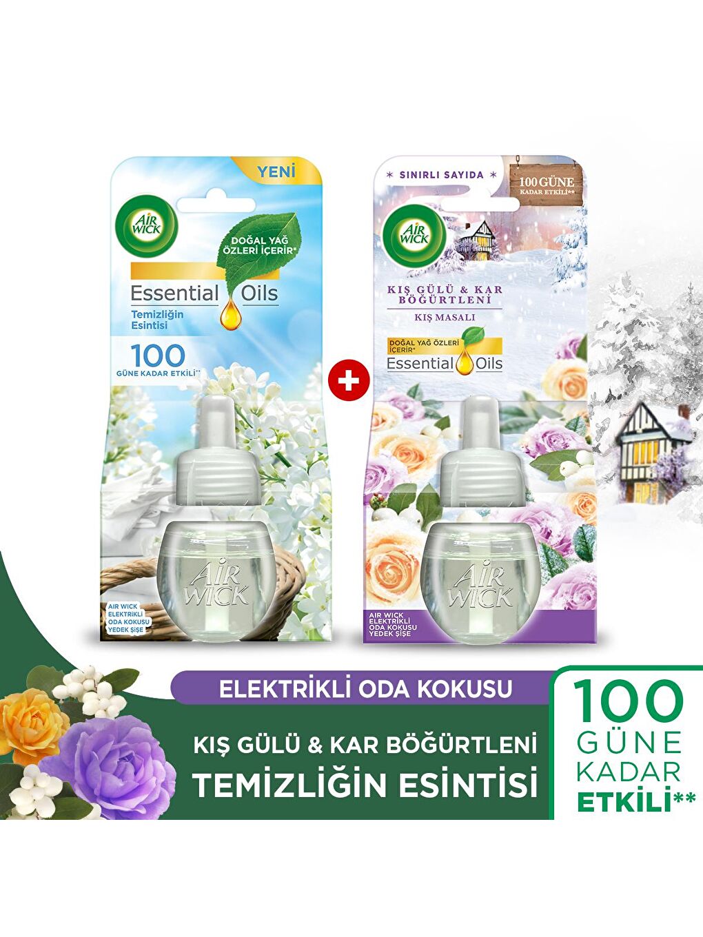 Air Wick Renksiz Elektrikli Oda Kokusu Yedek Şişe Kış Masalı + Temizliğin Esintisi