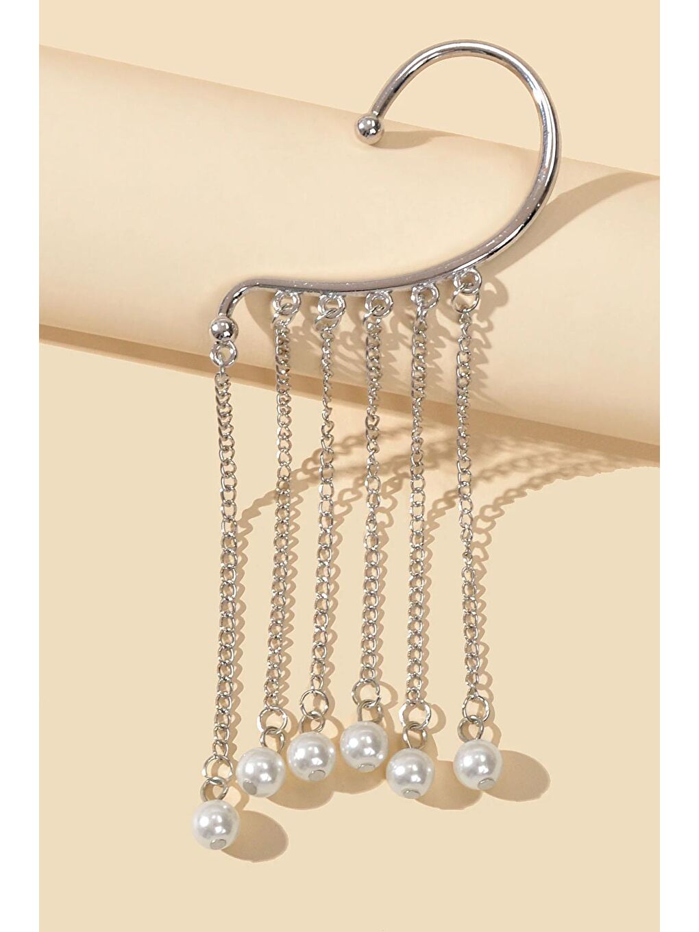 New Obsessions Gri İnci Sallantılı Ear-Cuff Kulak Aksesuarı - 2