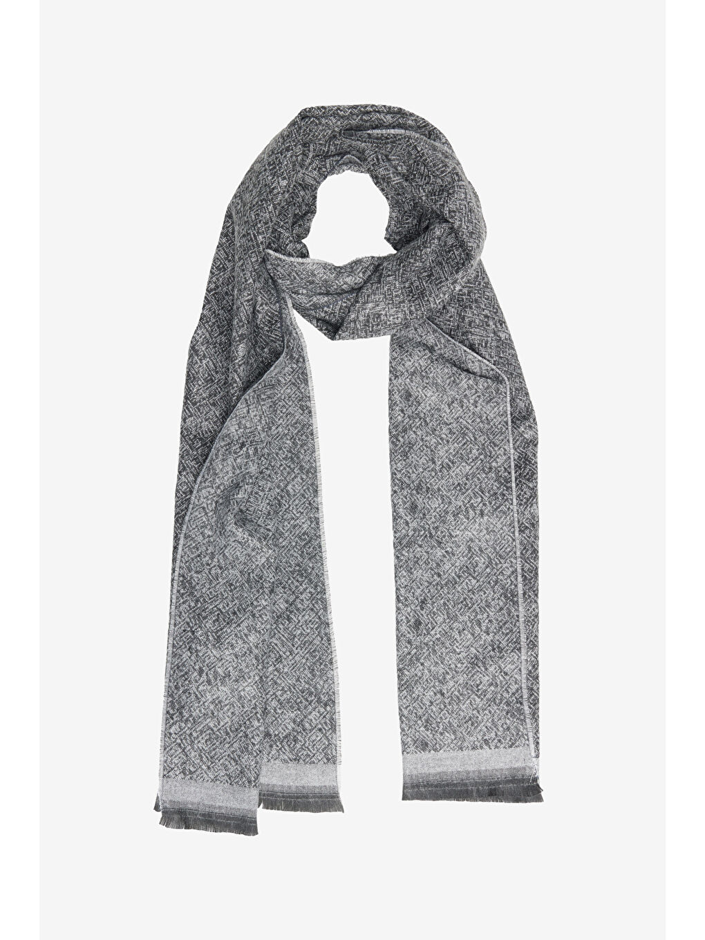 Erkek Siyah-Gri Desenli Sıcak Tutan Atkı