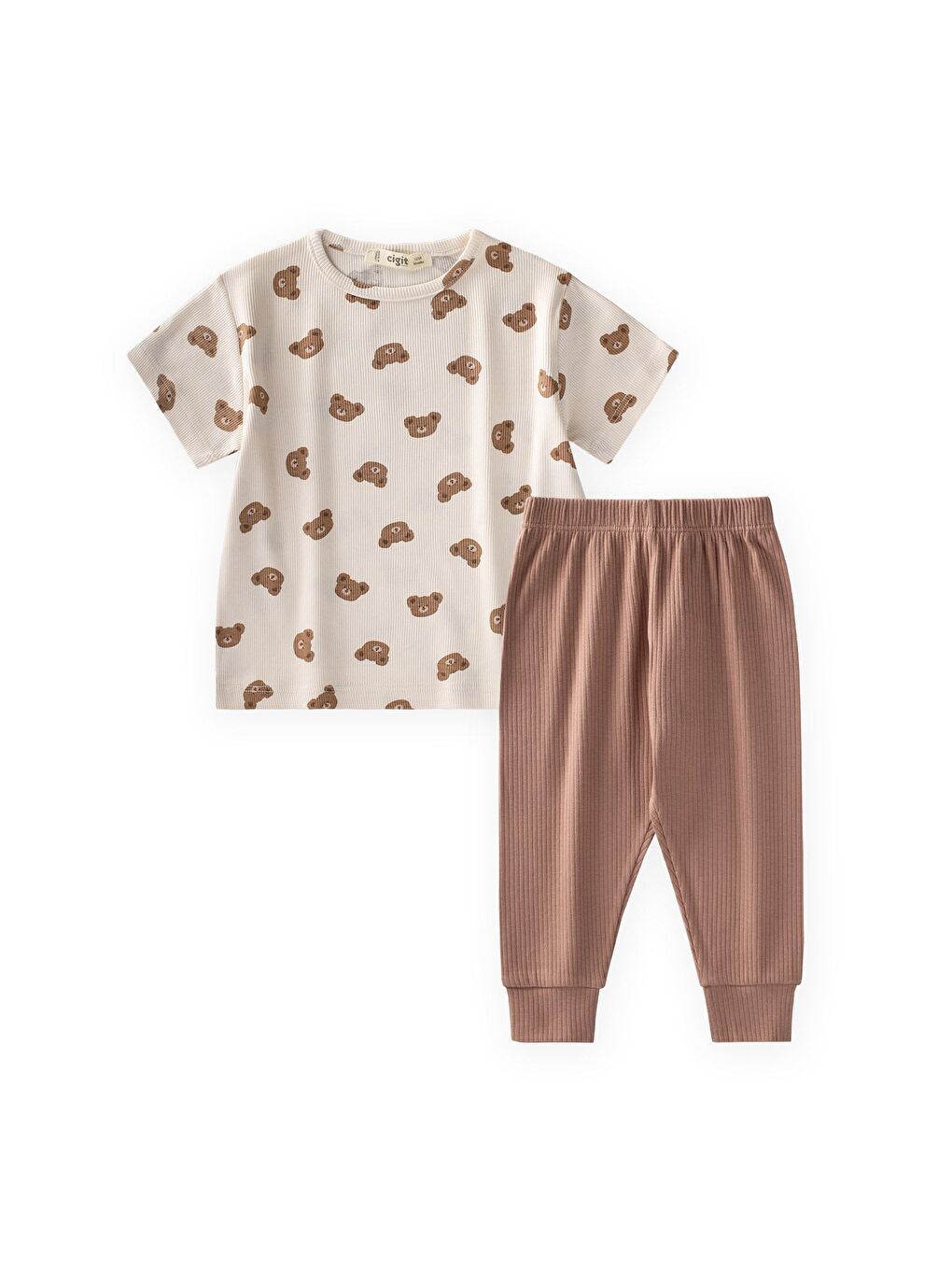 Desenli Pijama Takımı 1-7 Yaş Ekru