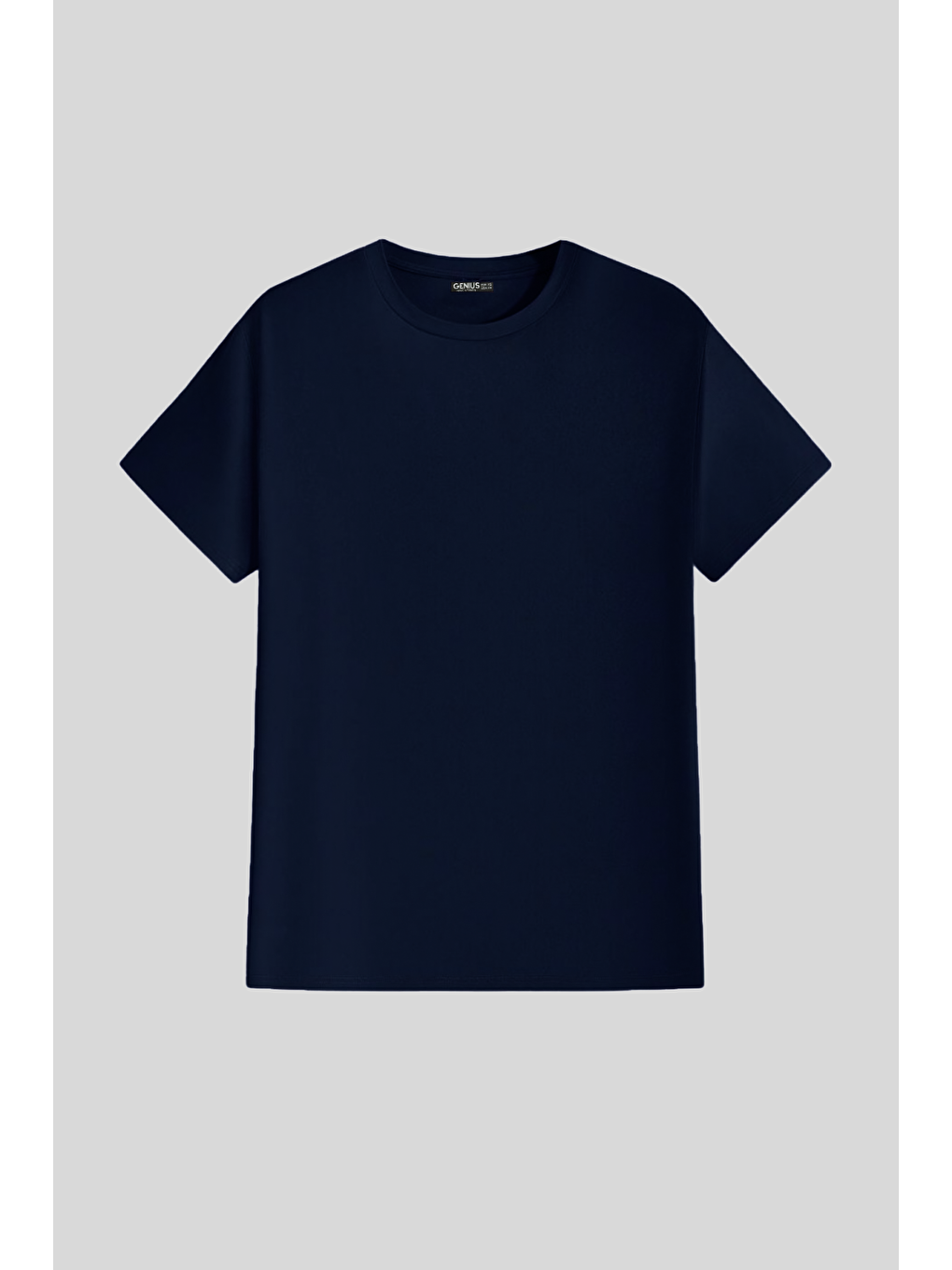 Lacivert Erkek Tişört Standart Kalıp Basic Bisiklet Yaka T-shırt BASIC-MANKENSİZ1-1