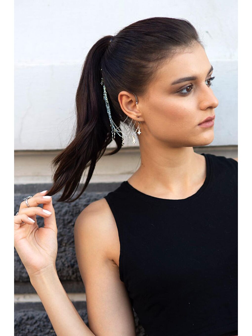 New Obsessions Gümüş Ear Cuff Mol Delik Gerektirmeyen Kulak Aksesuarı - 3