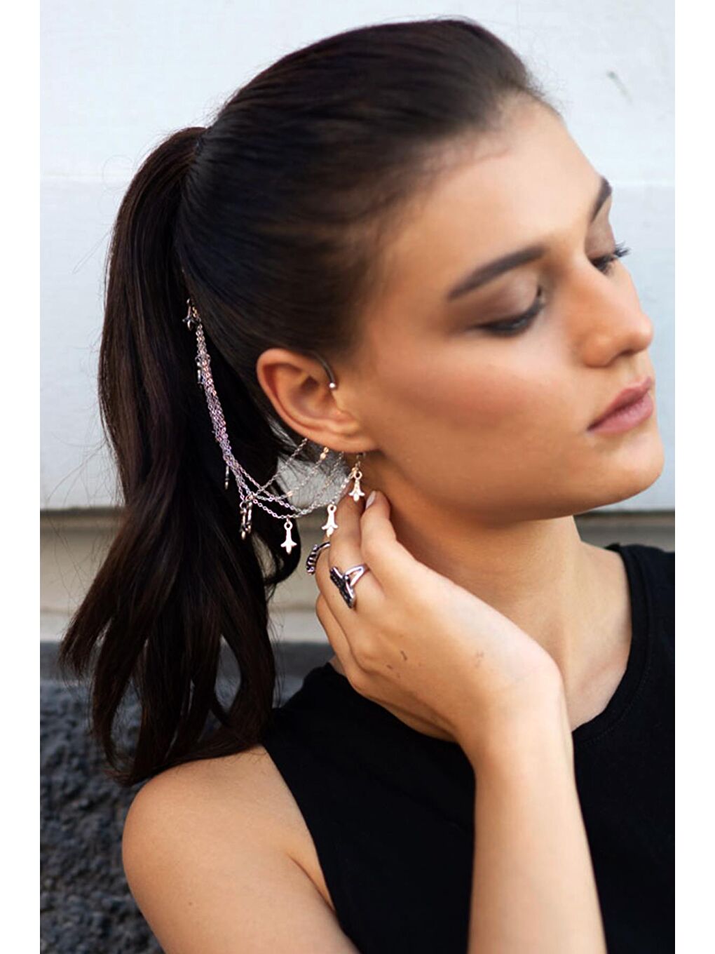 New Obsessions Gümüş Ear Cuff Mol Delik Gerektirmeyen Kulak Aksesuarı - 4