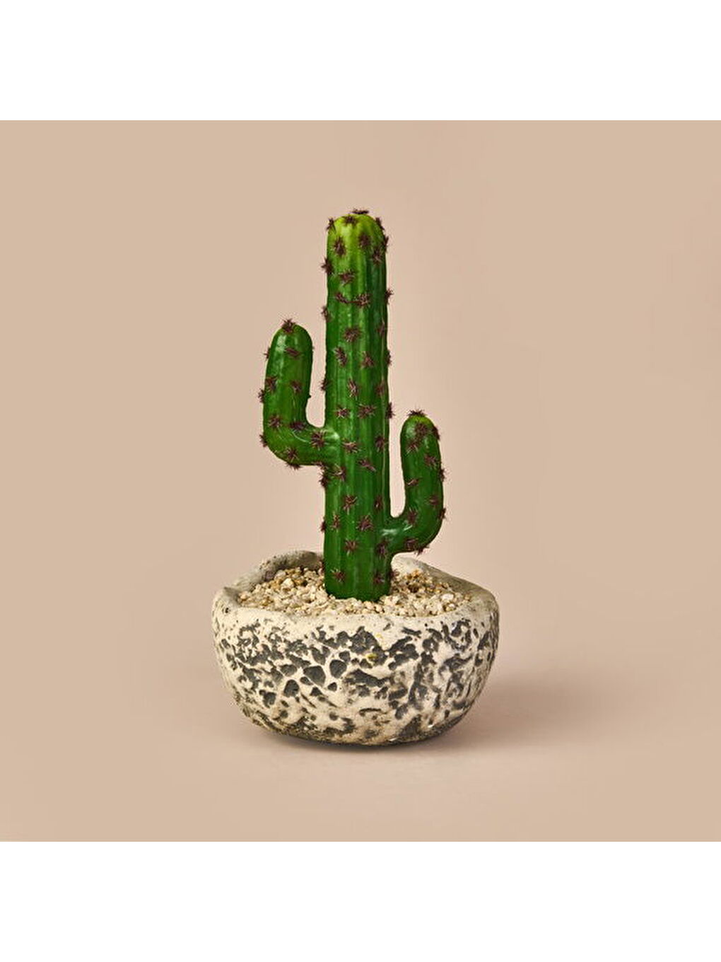 Kaktüs Saksılı Yapay Çiçek - Gri / Yeşil - 27 cm