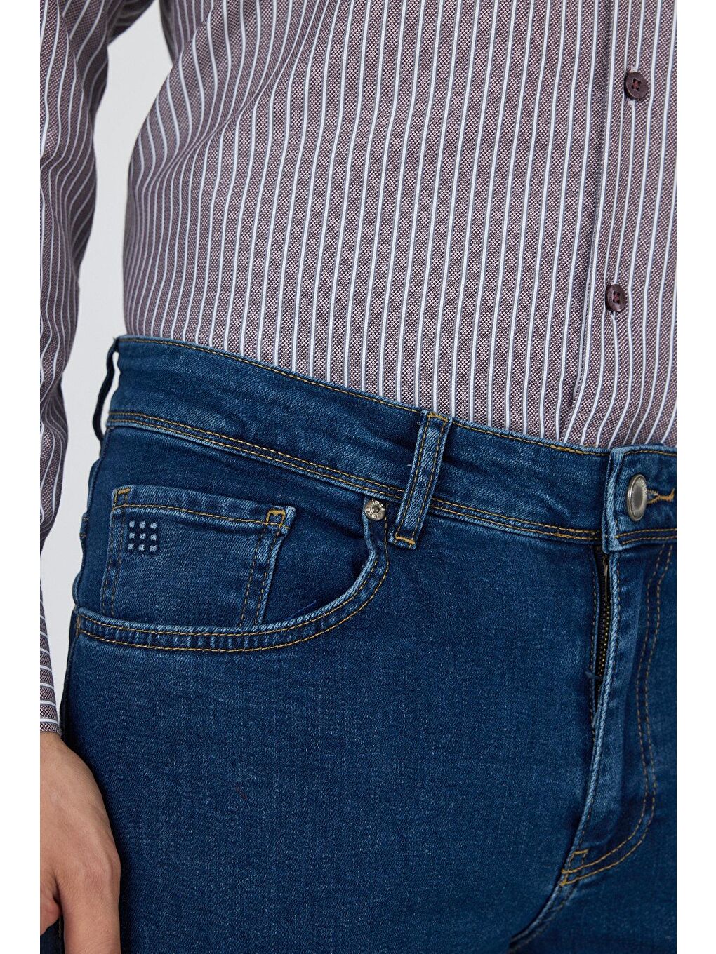 Lacivert Gabardin 5 Cep Düz Paça Casual Slim Fit Pamuklu Denim Jean Pantolon 1023250155-2