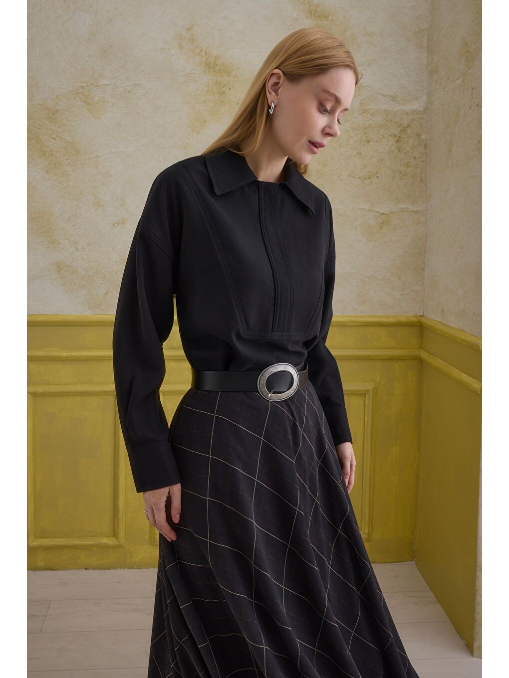 Fermuar Detaylı Gömlek Siyah-1