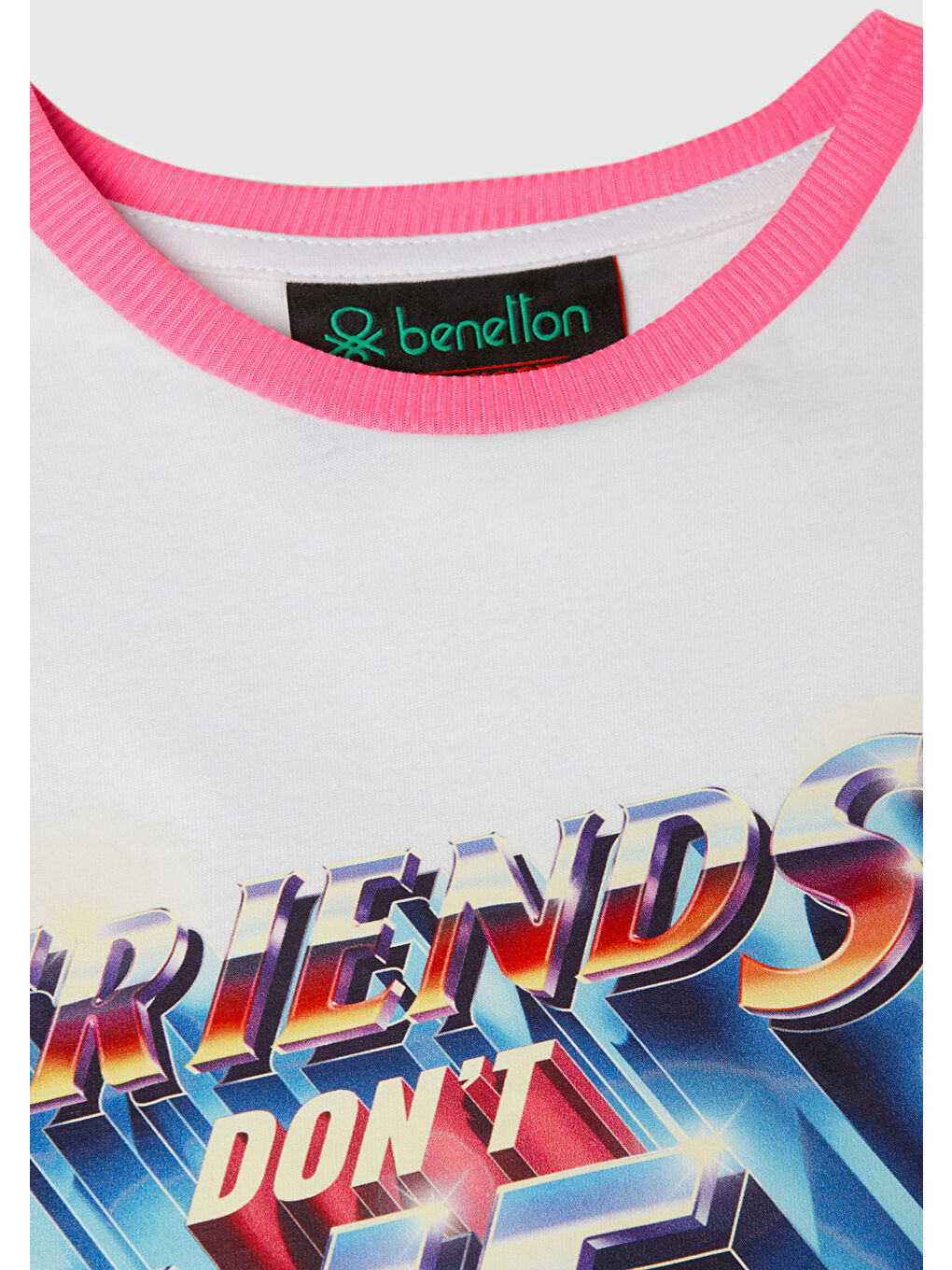 Kız Çocuk Beyaz %100 Pamuk Stranger Things Ön Baskılı Kısa Kollu T-Shirt-2