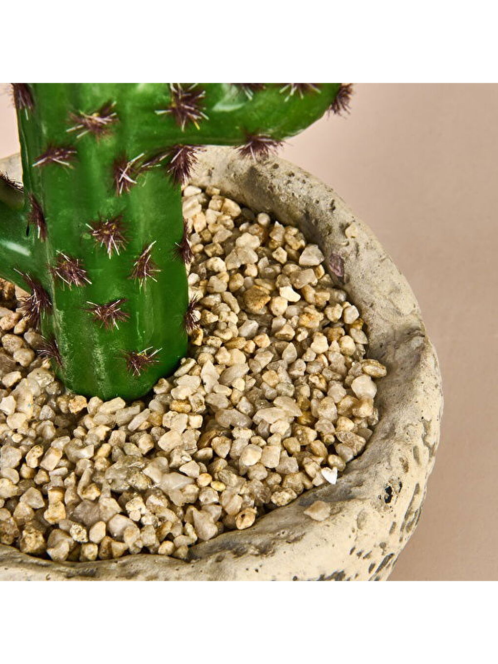 Kaktüs Saksılı Yapay Çiçek - Gri / Yeşil - 27 cm-1