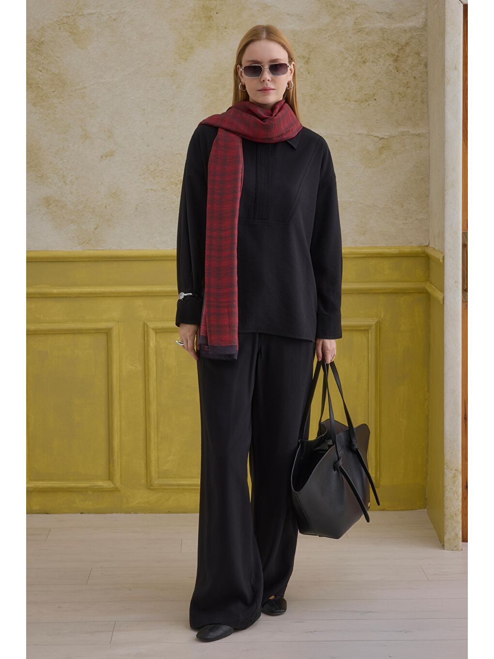 Fermuar Detaylı Gömlek Siyah-3