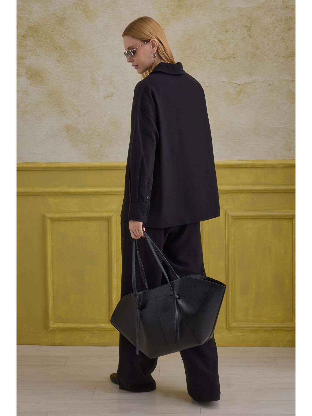 Fermuar Detaylı Gömlek Siyah-4