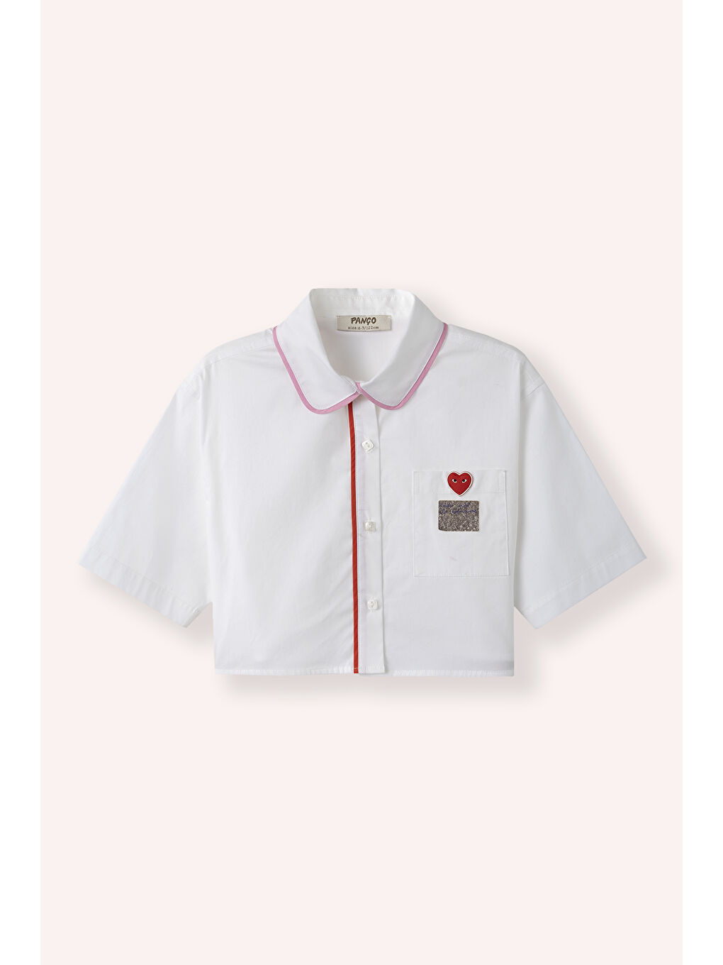 Kız Çocuk Biyeli Kısa Kollu Gömlek Beyaz