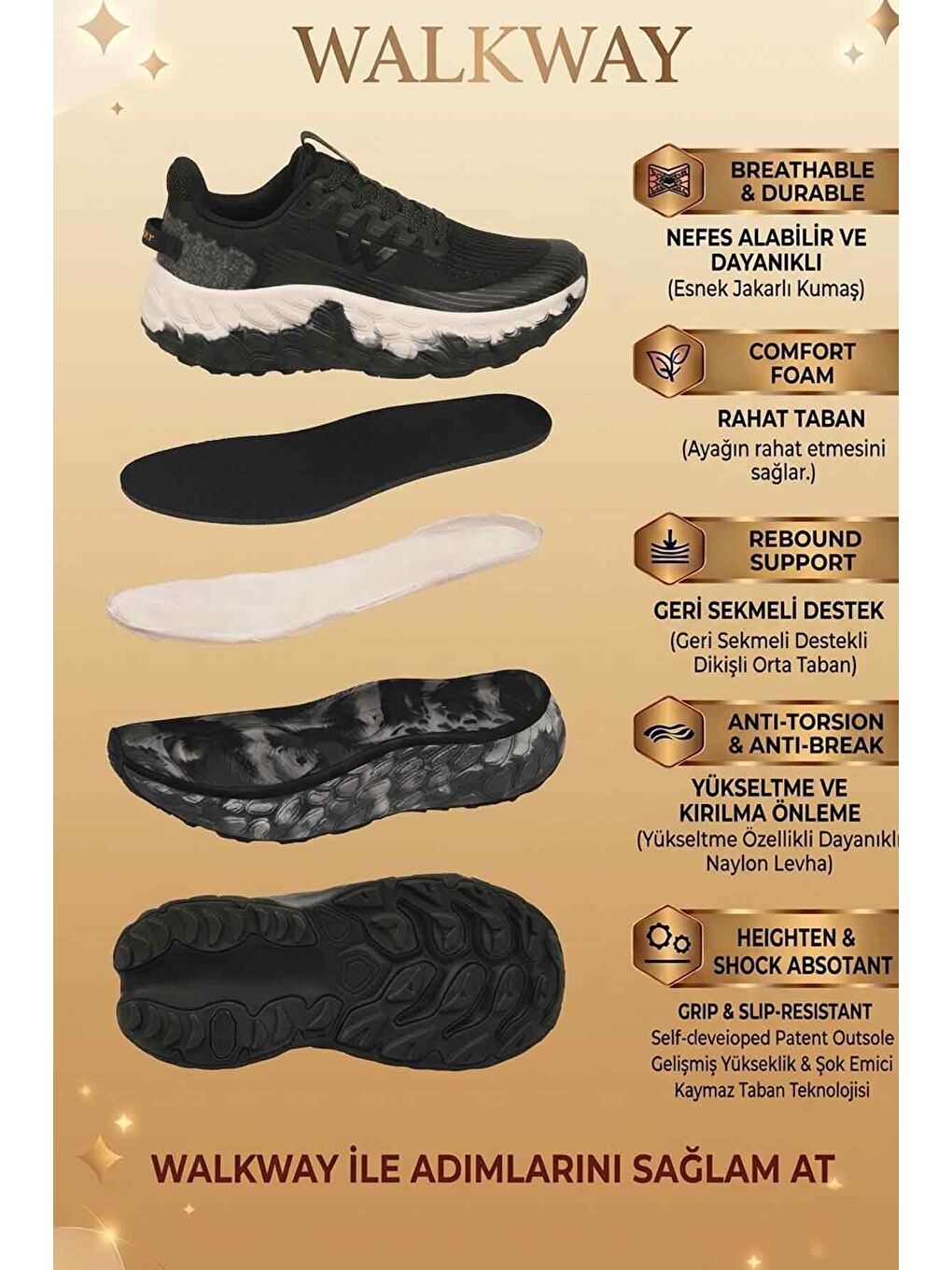 Siyah Beyaz Fileli Hafif Esnek Hafızalı Taban Unisex Spor Ayakkabı Flystep G-4