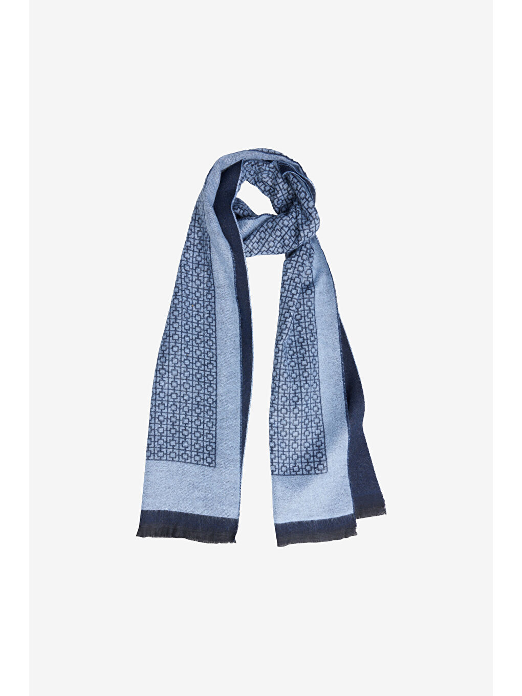 Erkek Lacivert-Mavi Desenli Sıcak Tutan Atkı