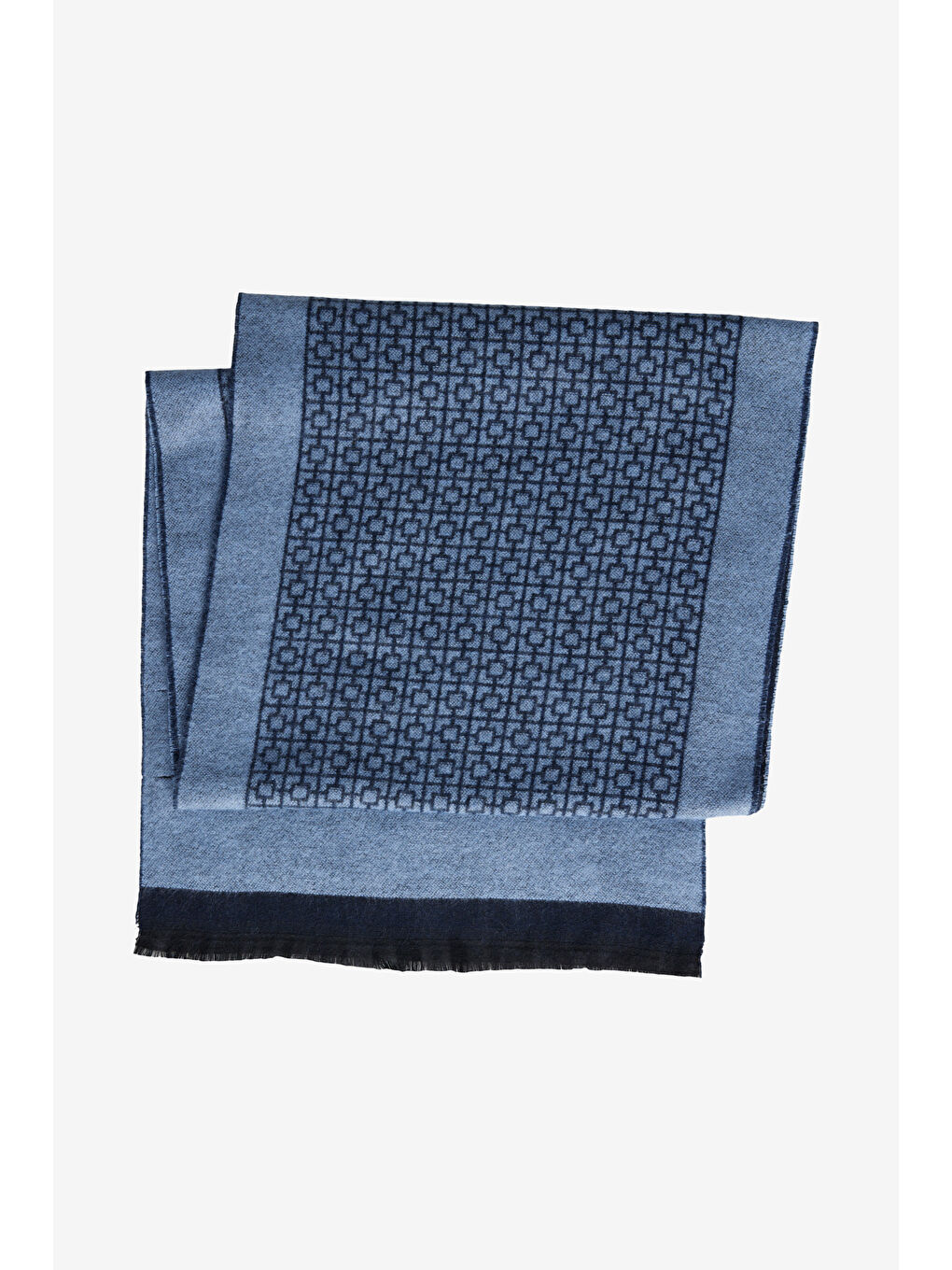 Erkek Lacivert-Mavi Desenli Sıcak Tutan Atkı-1