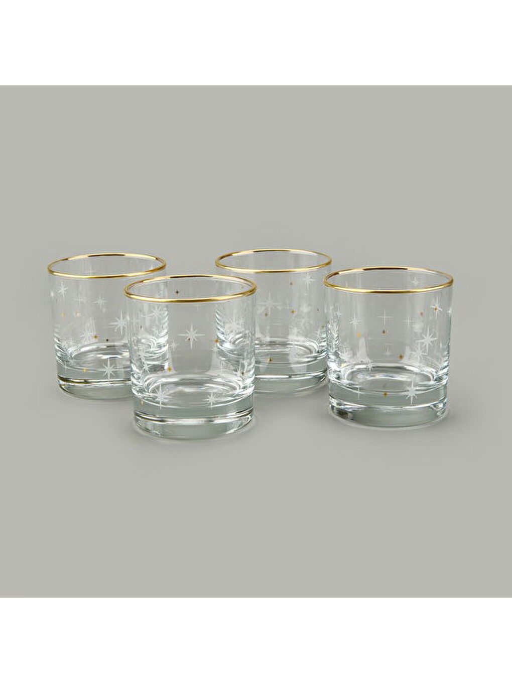 Karışık Star Altın Yaldızlı 4'lü Bardak Seti - Sarı / Şeffaf - 300 ml-4