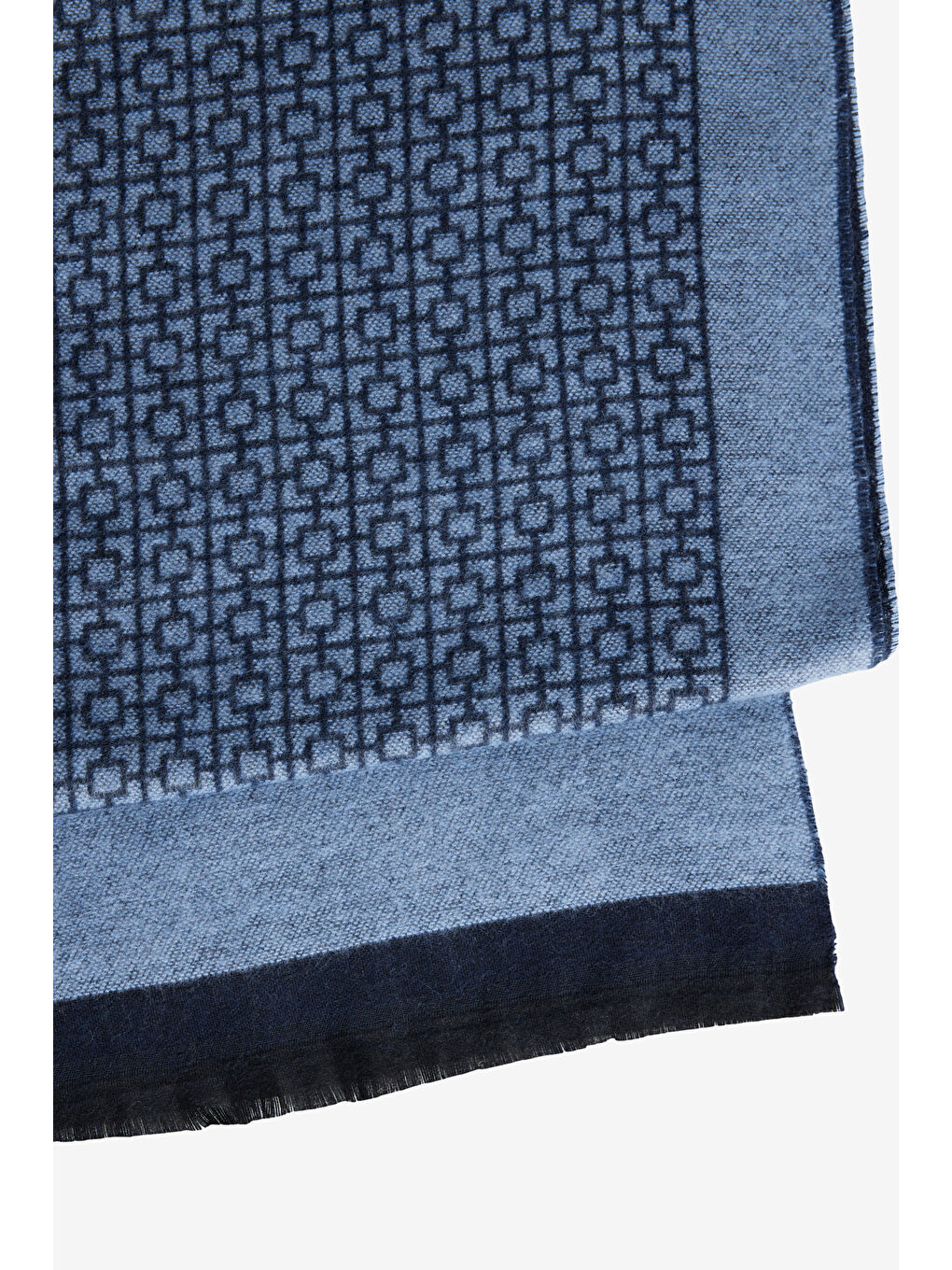 Erkek Lacivert-Mavi Desenli Sıcak Tutan Atkı-2