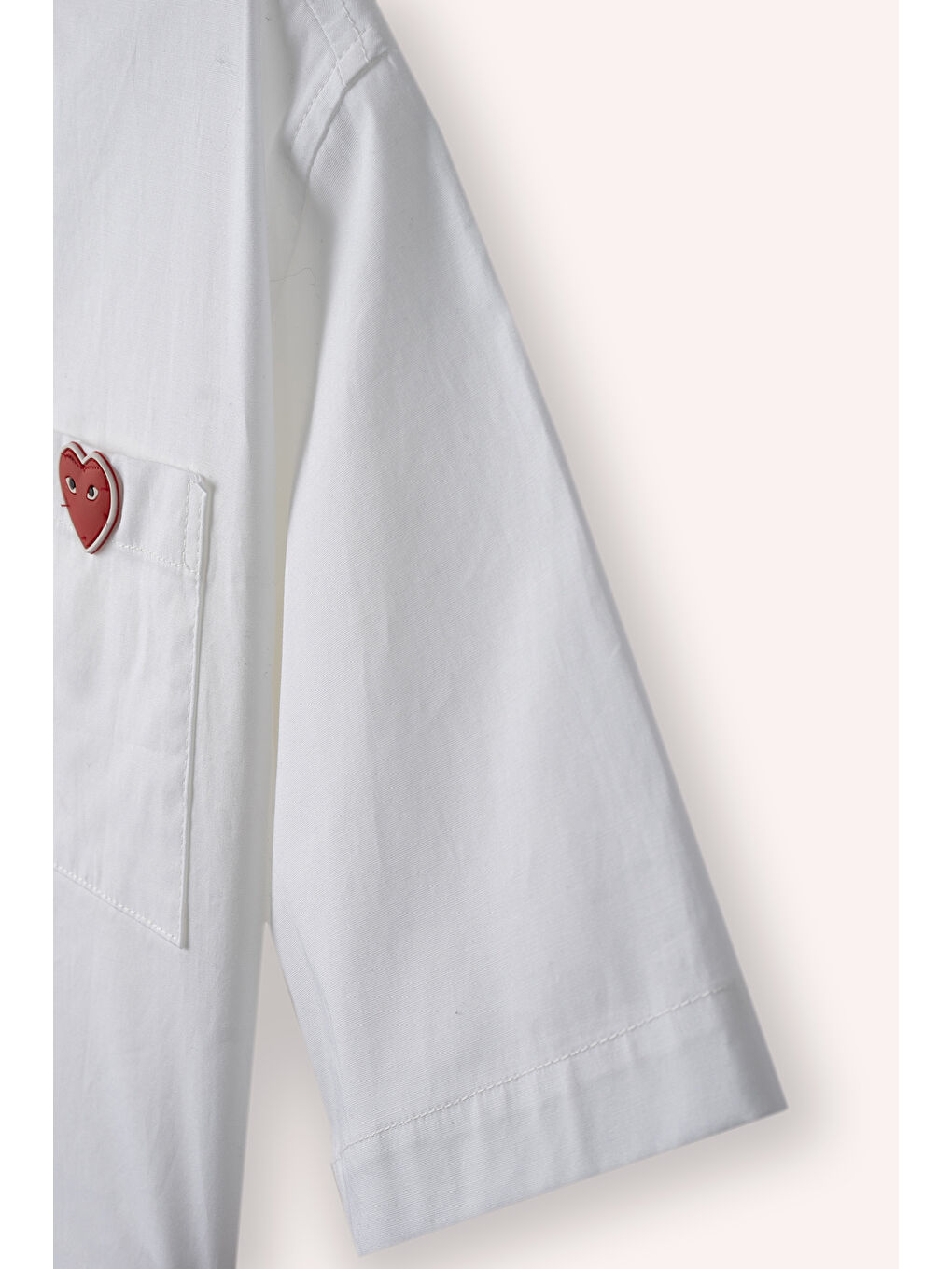 Kız Çocuk Biyeli Kısa Kollu Gömlek Beyaz-4