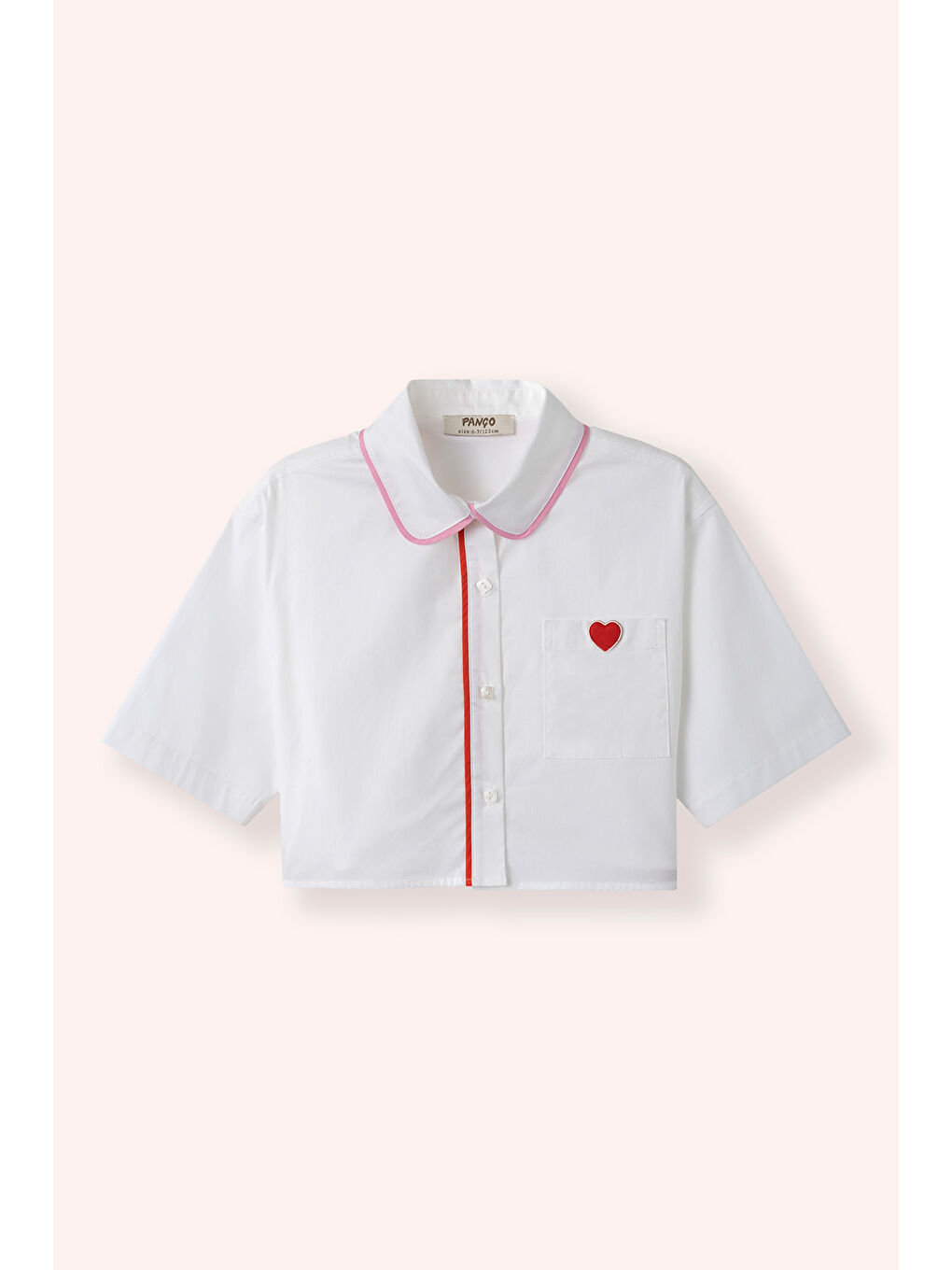 Kız Çocuk Biyeli Kısa Kollu Gömlek Beyaz-5