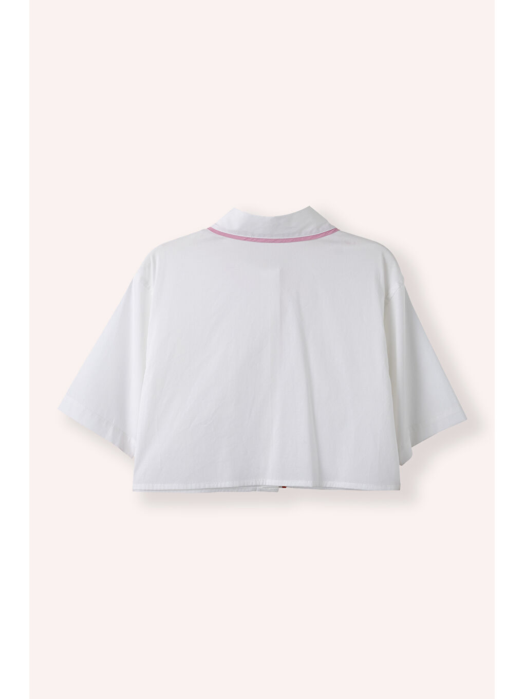 Kız Çocuk Biyeli Kısa Kollu Gömlek Beyaz-6