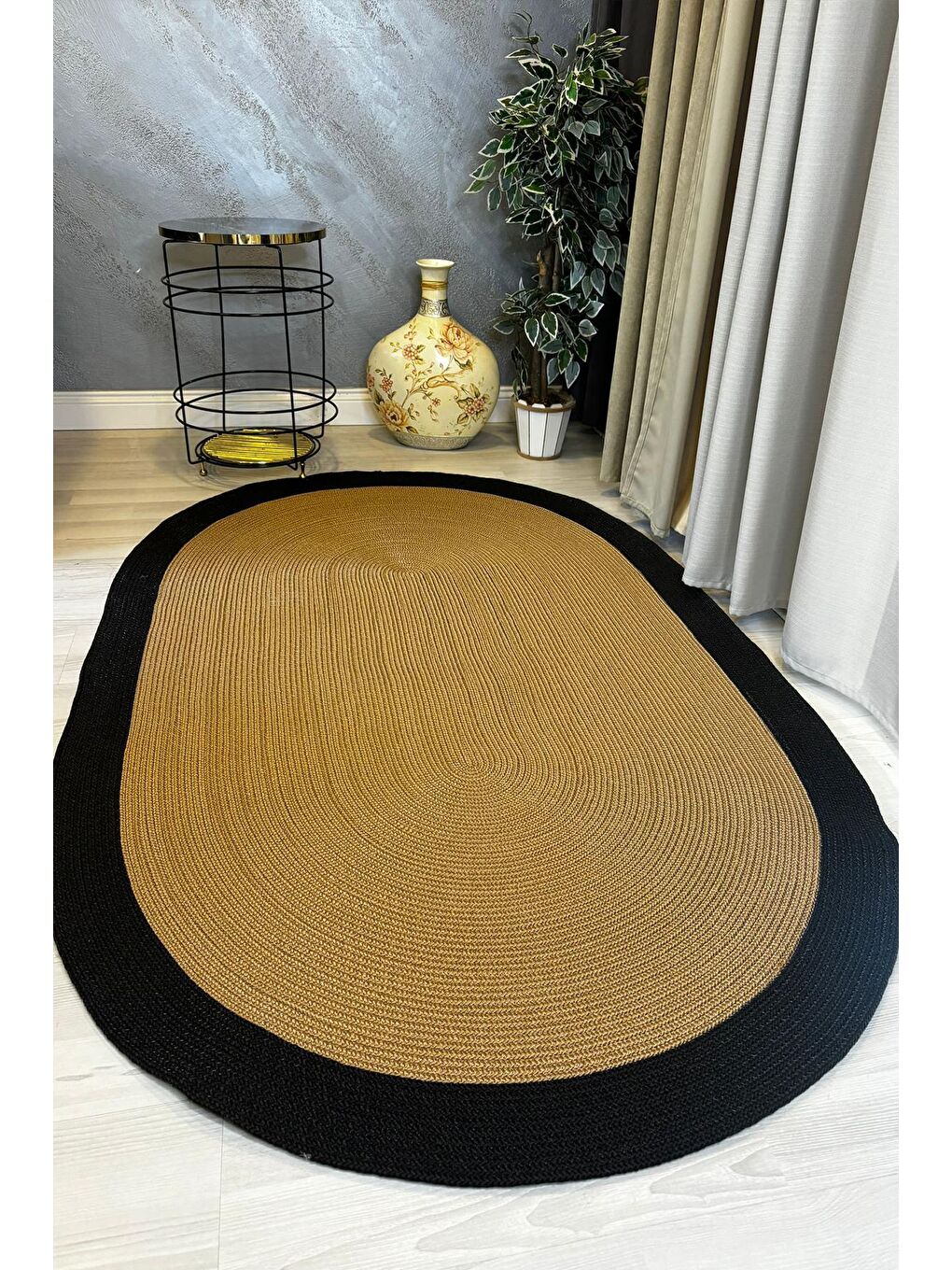 Bej Natural Jüt Halı El Dokuma Hasır Yolluk Bohem Jüt Kilim HMFJUT858 100 x 200 cm-1