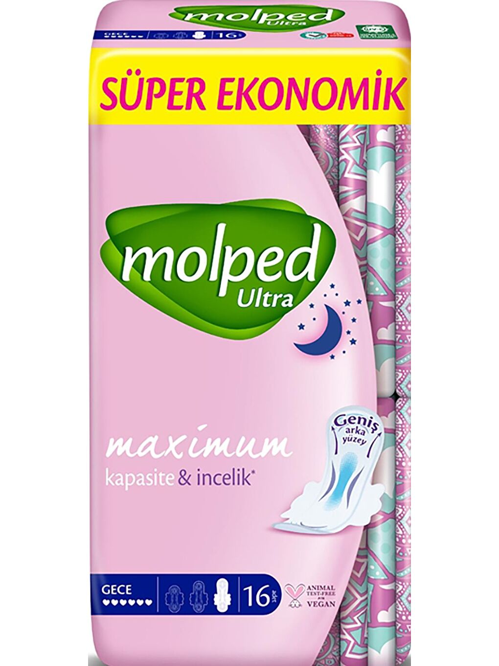 Molped Renksiz Ultra Hijyenik Ped Anatomik Gece Süper Ekonomik 16 lı