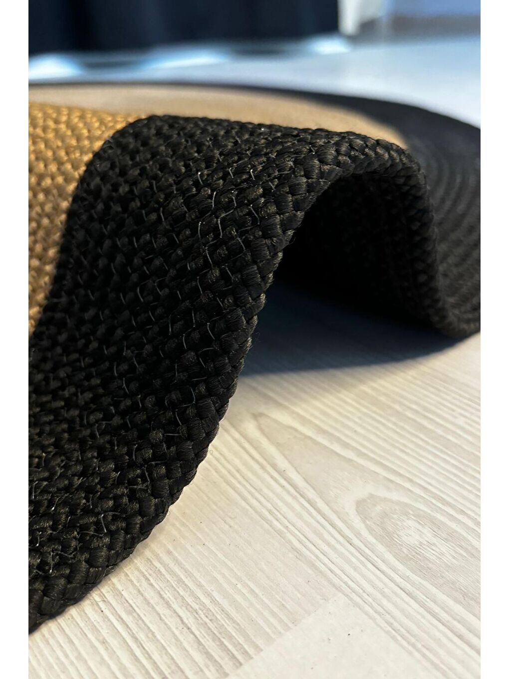 Bej Natural Jüt Halı El Dokuma Hasır Yolluk Bohem Jüt Kilim HMFJUT858 100 x 200 cm-3