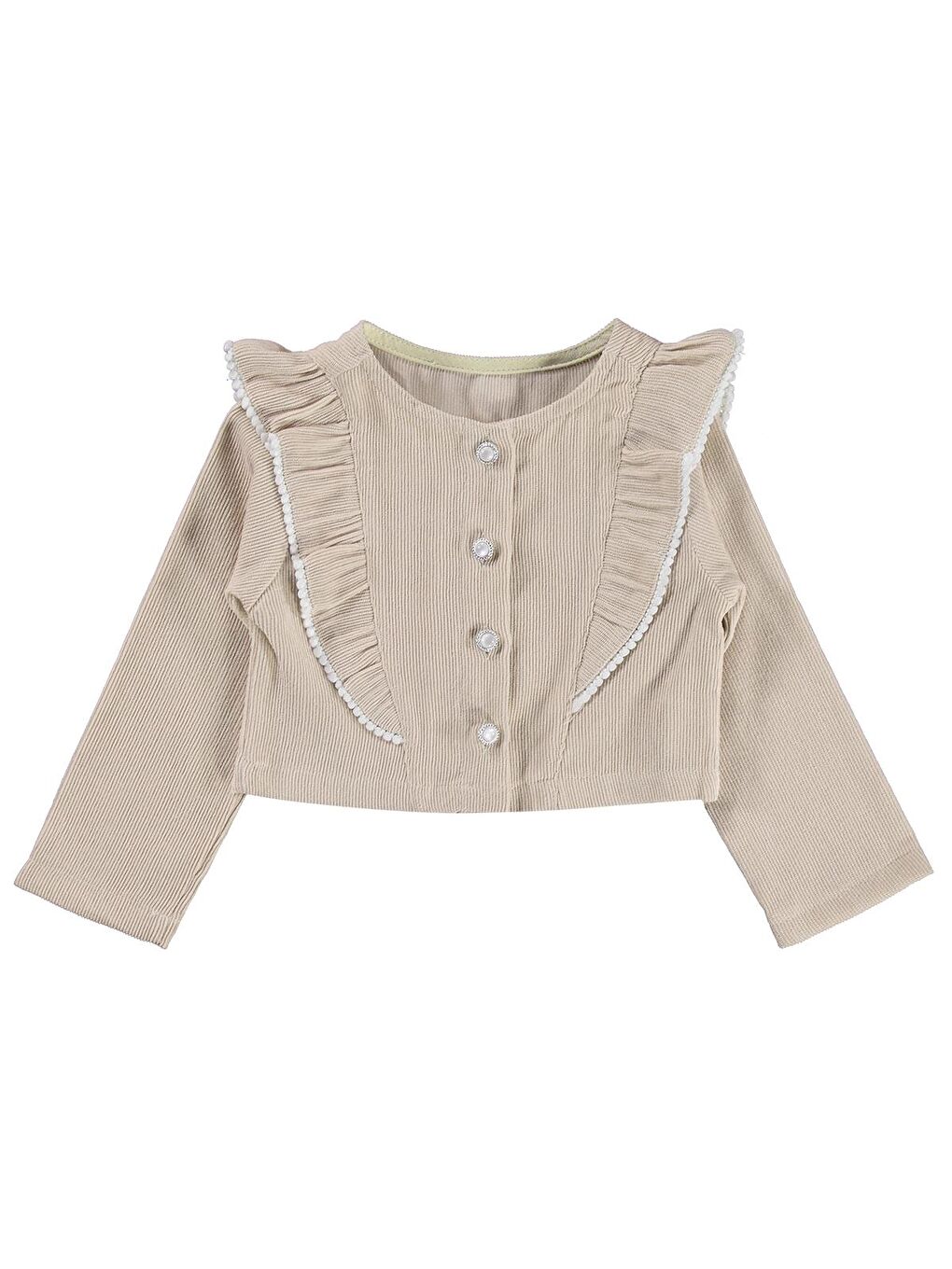 Fırfırlı Ceket Gömlek 3 Lü 2-5 Yaş Takım - Bej 2-3 Yaş-1