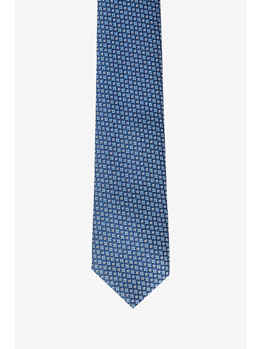 Erkek Lacivert-Beyaz Desenli Kravat-1