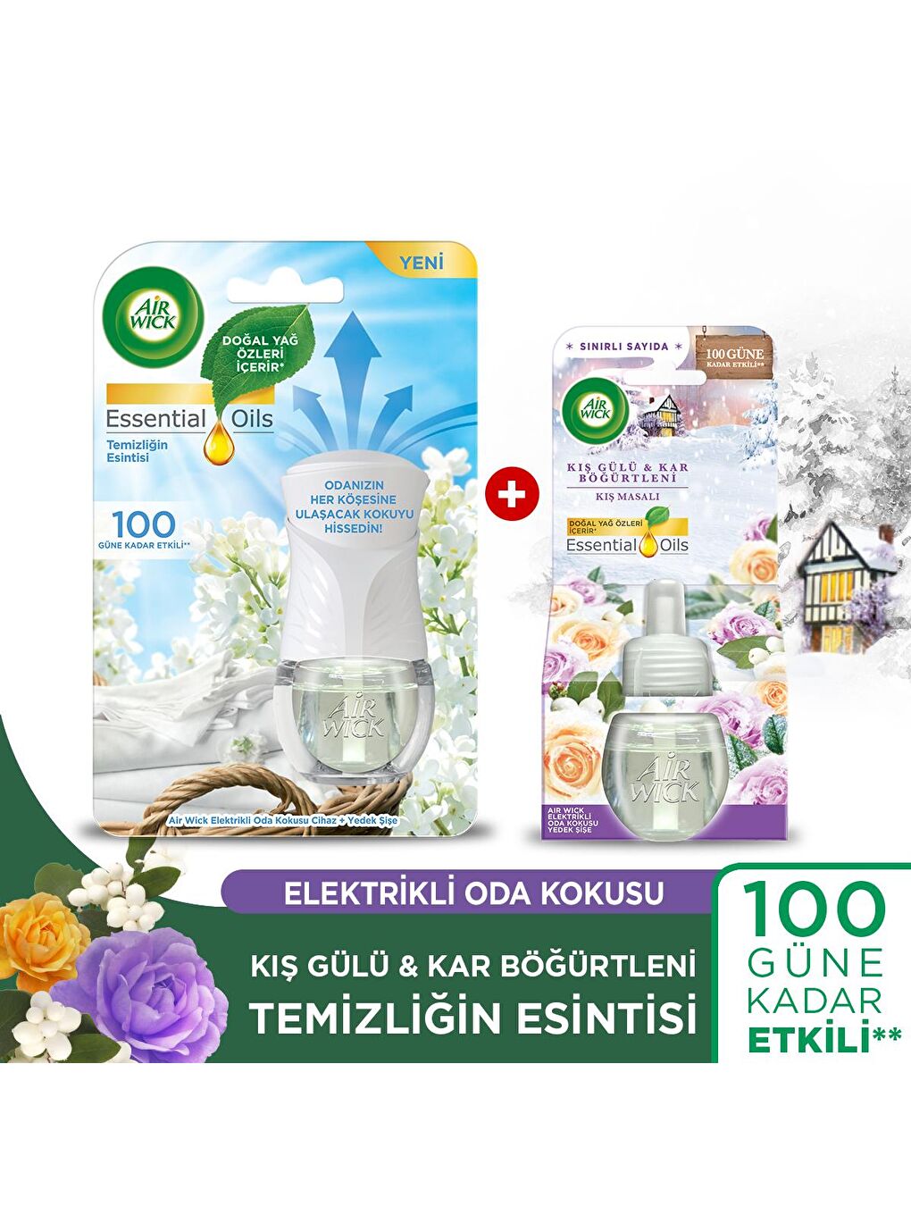 Air Wick Renksiz Elektrikli Oda Kokusu KIT Temizliğin Esintisi + Yedek Şişe Kış Masalı