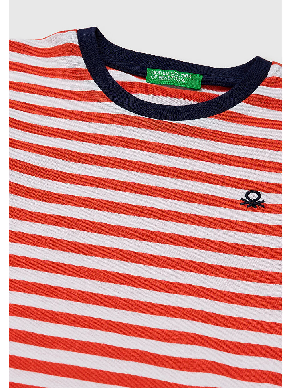 Erkek Çocuk Kırmızı Mix İplik Boyalı Logo İşlemeli Çizgili Bisiklet Yaka T-Shirt-2