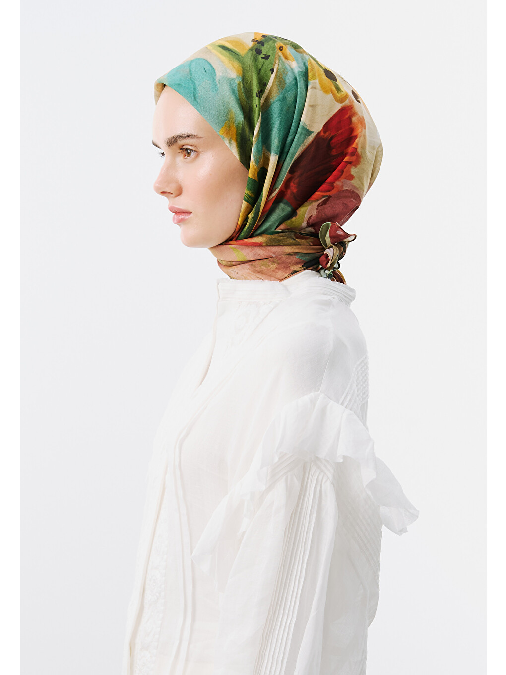 Kahverengi Playful Palette Desen Vual Eşarp Kiremit-1