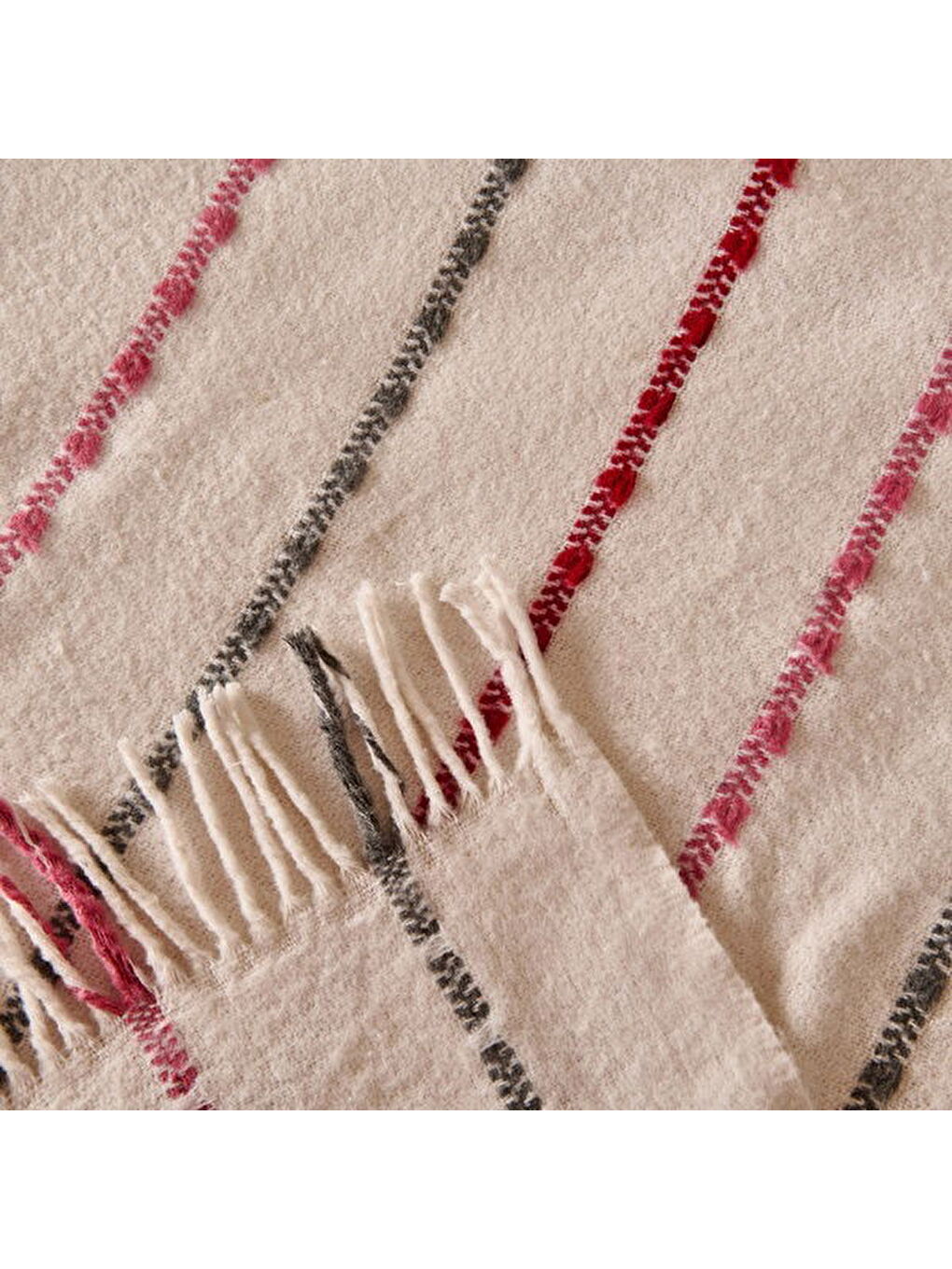 Ekru Soft Elvia Pamuklu Çift Kişilik Battaniye - Krem - 200x220 cm-2