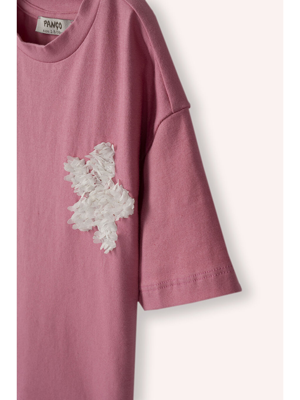 Fuşya Kız Çocuk Nakış Detaylı T-Shirt Beyaz-1