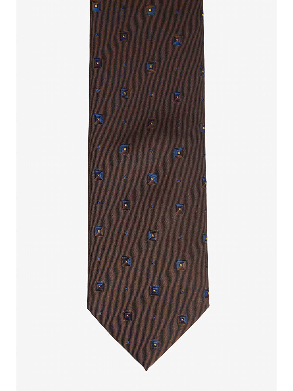 Erkek Kahverengi Desenli İpek Kravat-1