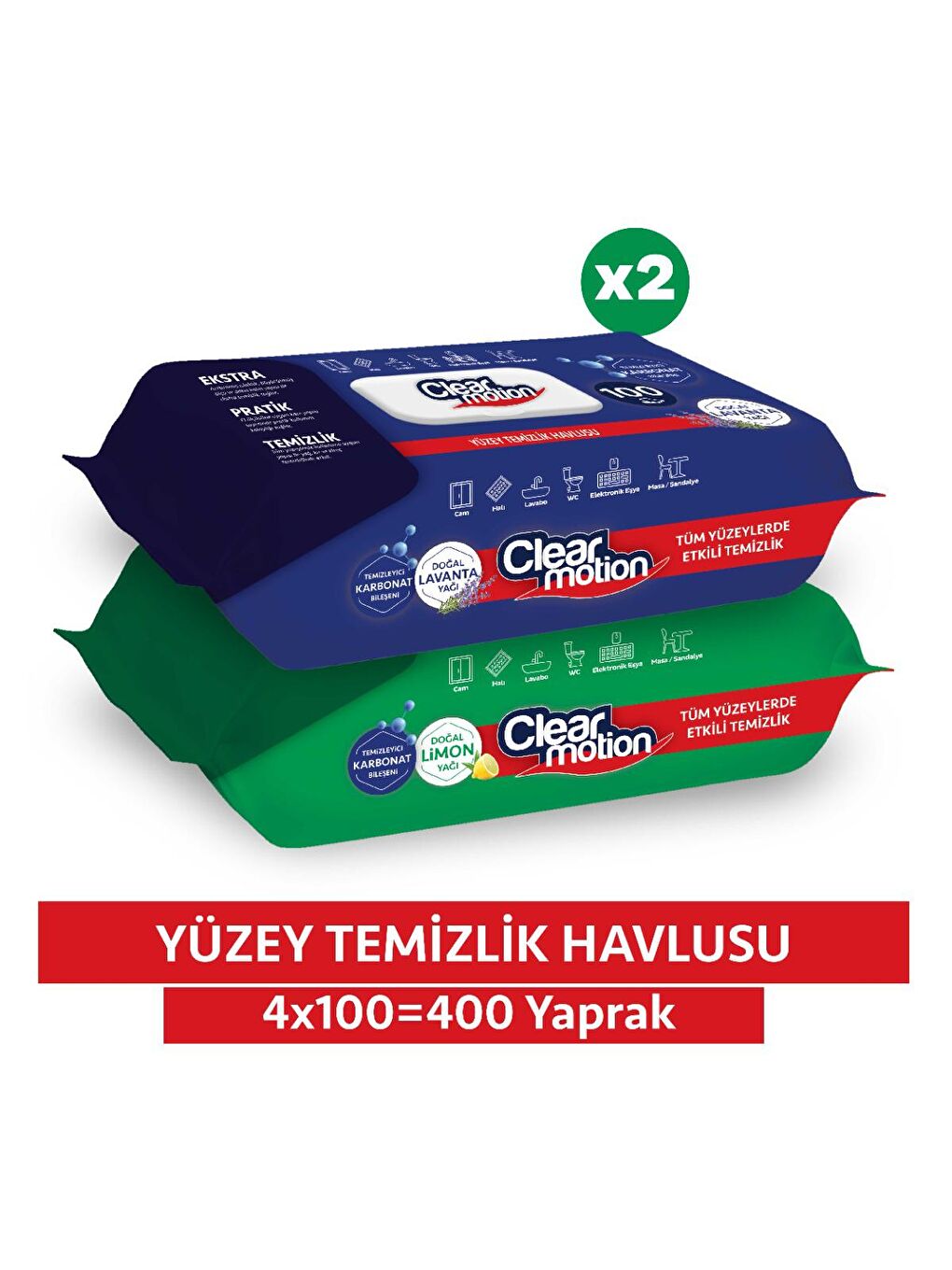 Clearmotion Renksiz Yüzey Temizlik Havlusu (4x100) 400 Yaprak